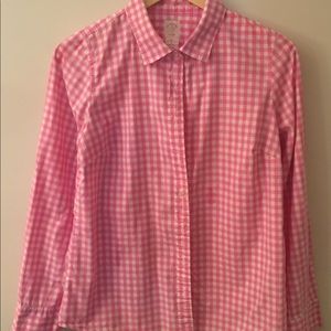 J. Crew pink gingham button down shirt